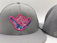 GS Sports Floral Shaka PTS20M Hat - Grey with Neon Pink / Neon Blue