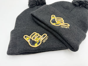 GS Sports Floral Shaka Pom Pom Beanie - Heather Charcoal with Vegas