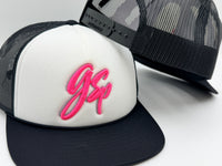 GSP Script Foam Snapback Hat - White / Blk / Pink