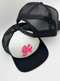 GSP Script Foam Snapback Hat - White / Blk / Pink