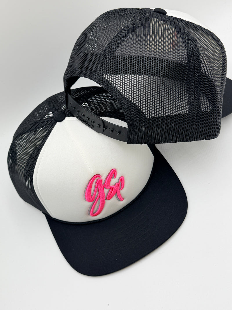 GSP Script Foam Snapback Hat - White / Blk / Pink
