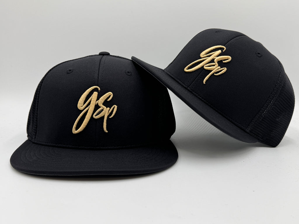 GSP Scripted Flexfit PTS20M Hat - Black with Gold