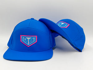 GS Crest Icon Flatbill Snapback Hat - Aqua with Pink