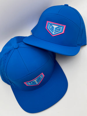 GS Crest Icon Flatbill Snapback Hat - Aqua with Pink