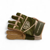 GS Sports Apex V2 Premium Leather Batting Glove - Olive / Tan