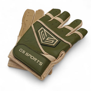 GS Sports Apex V2 Premium Leather Batting Glove - Olive / Tan