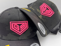 GSP Crest Blackout Camo Snapback hat - Matte Neon Pink