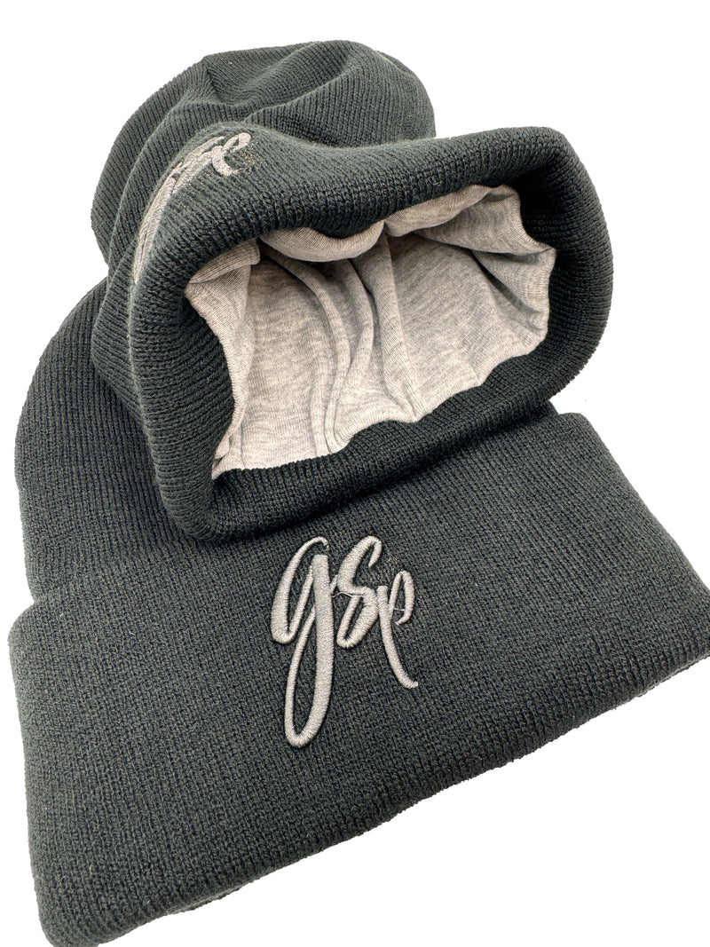 GSP Scripted Lined Beanie - Black