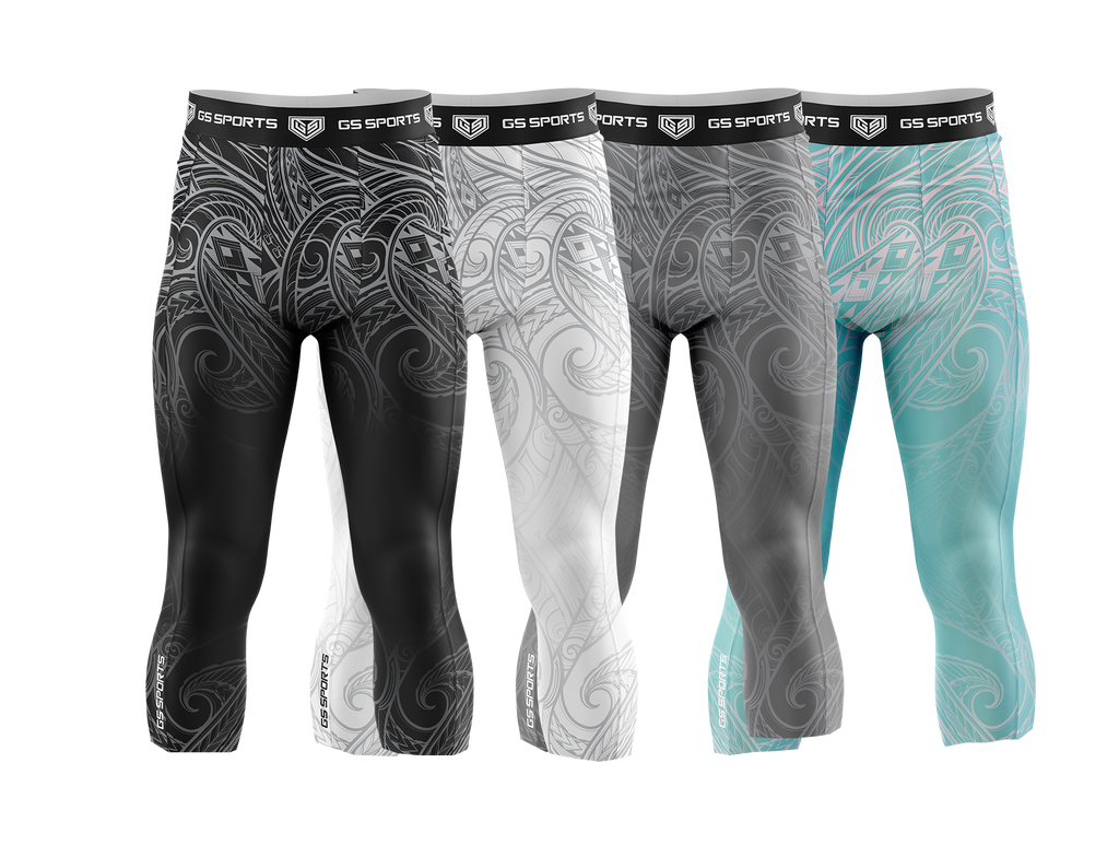 GS Sports Men's 3/4 Compression Tights - Tribal Pattern