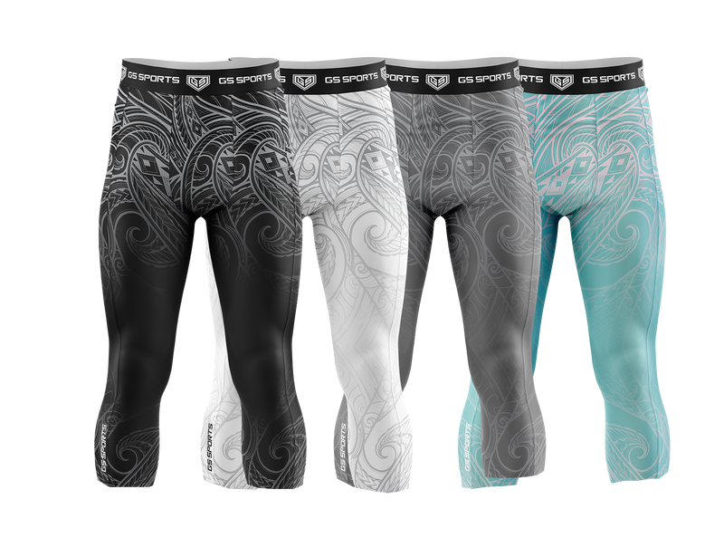 GS Sports Men's 3/4 Compression Tights - Tribal Pattern