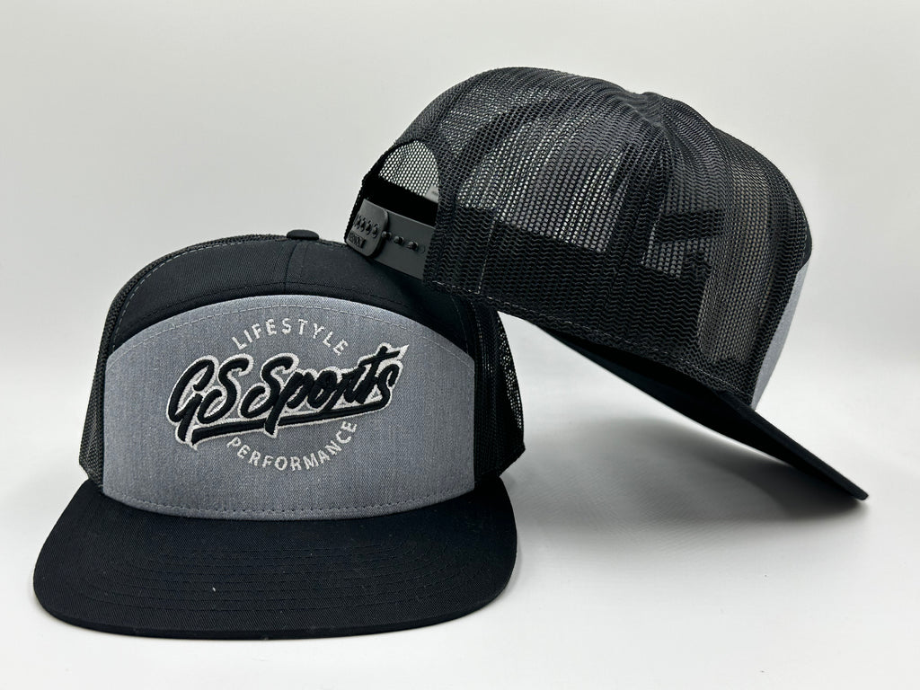 GS Sports Lifestyle Logo 6 Panel Flatbill Snapback Hat - Heather/ Black