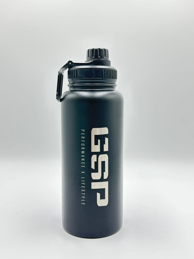 GSP Insulated Water Bottle 38oz w/ Spout Lid - Black – GS Sports