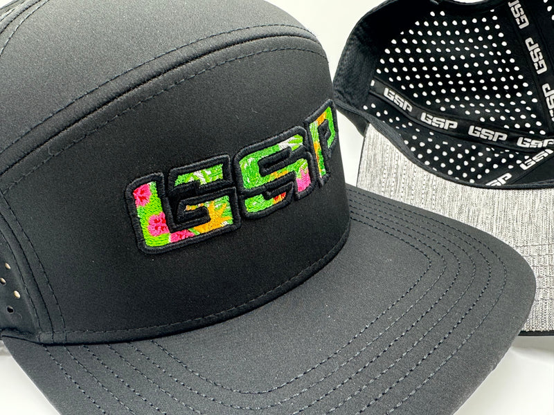 GSP Floral Icon Lifestyle 6 Panel Snapback Hat - Black