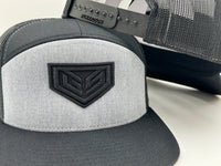 GS Crest 6 Panel Flatbill Snapback Hat - Heather / Black with Blackout logo