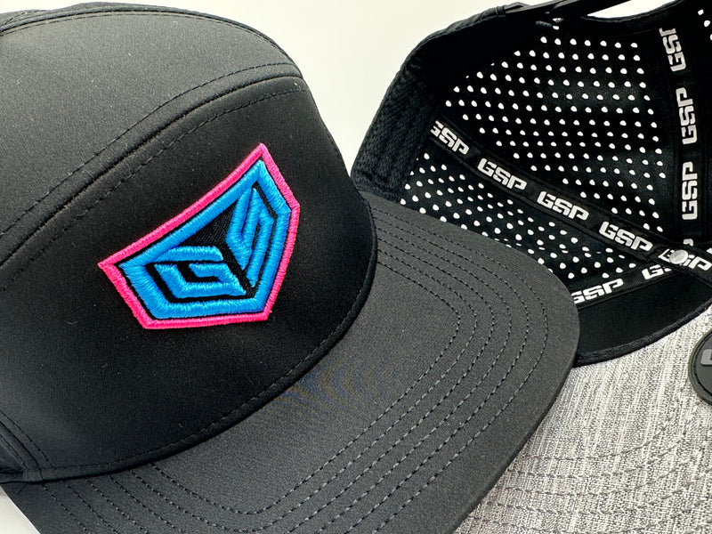 GS Crest Icon Lifestyle 6 Panel Snapback Hat - Black with South Beach Logo
