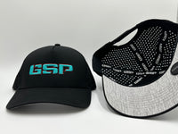 GSP Icon Lifestyle 5 Panel Snapback Hat - Black with Teal Red