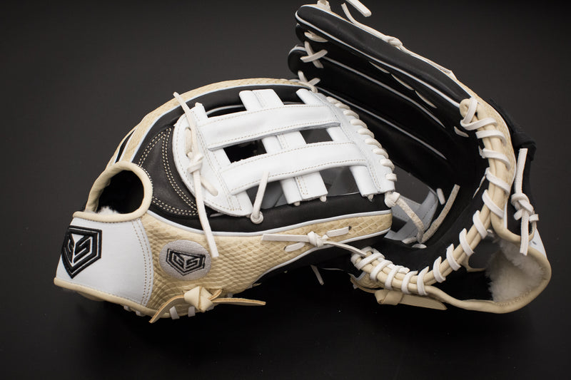 GS Sports Signature Series H Web Ball Glove - Dual Welt Blonde White Black Snakeskin