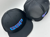 GSP PTS20M Hat - Black with Neon Pink / Neon Blue outline