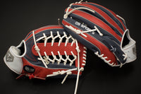 GS Sports Pro Series 13" 13.5" 14" Laced Modified Trap Ball Glove - Red White Blue