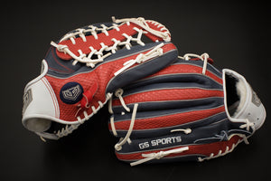 GS Sports Pro Series 13" 13.5" 14" Laced Modified Trap Ball Glove - Red White Blue