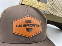 GS Sports Tan Leather Patch Snapback Hat - Brown / Tan