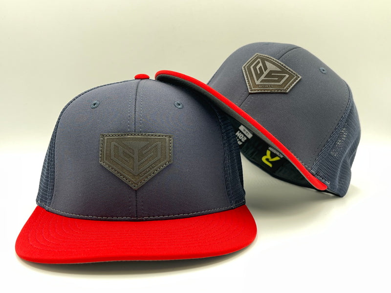 GS Sports Black Crest Leather Patch PTS20M Hat - Navy / Red