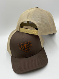 GS Sports Tan Crest Leather Patch Snapback Hat - Brown / Tan