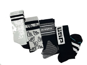 GS Sports Crew Socks - Black GSP