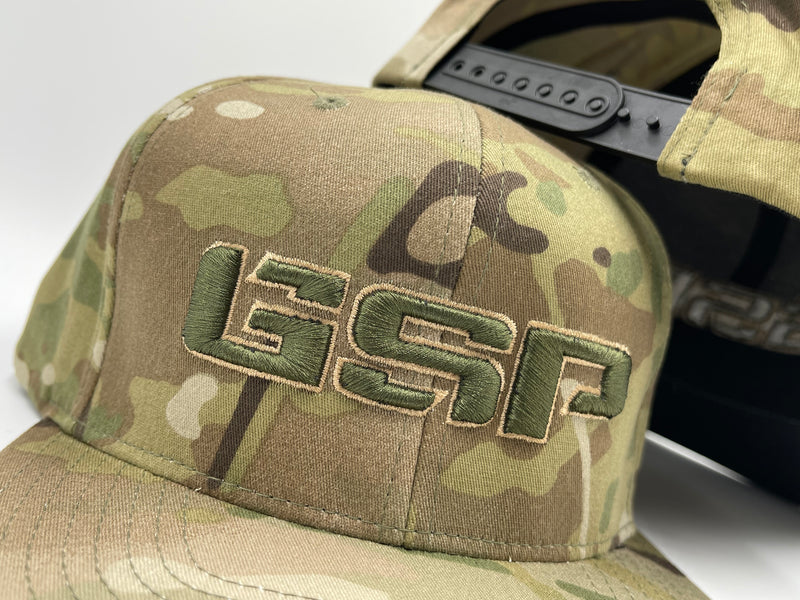 GSP Flatbill Snapback - Camo with Army Green