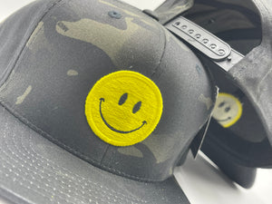 GS Sports Smiley Face Flatbill Snapback - Black Camo