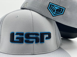 GSP PTS20M Hat - Grey with Black/Neon Blue outline