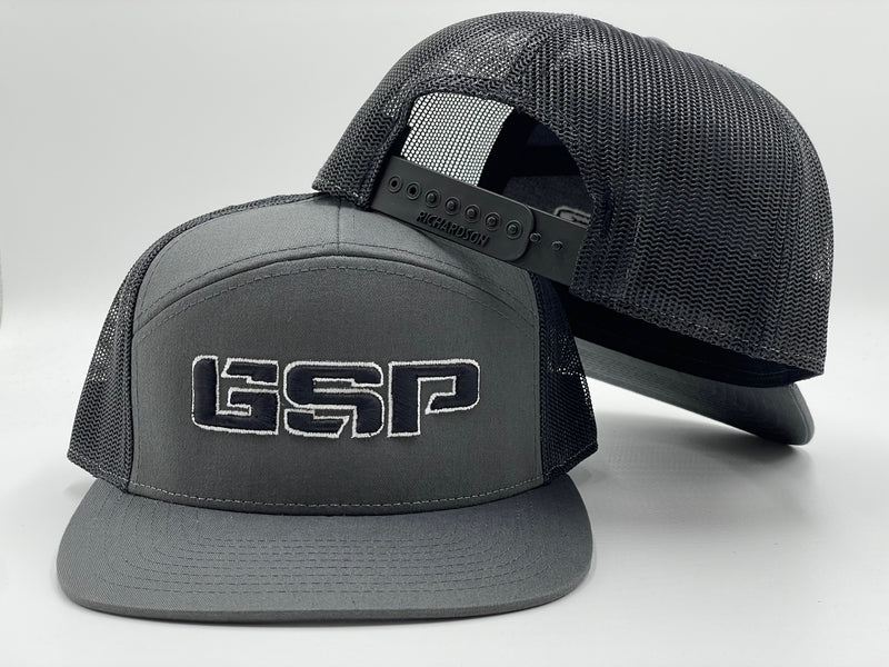 GSP 7 Panel Snapback Hat - Charcoal / Black