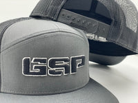 GSP 7 Panel Snapback Hat - Charcoal / Black