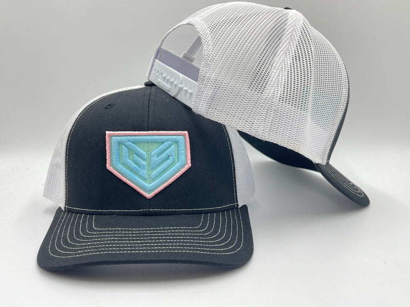 GS Sports Crest Snapback Hat - Black / White with Pastels