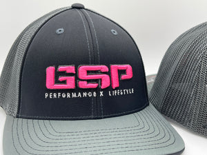 GSP Performance X Lifestyle 404M Hat - Black / Charcoal with Pink