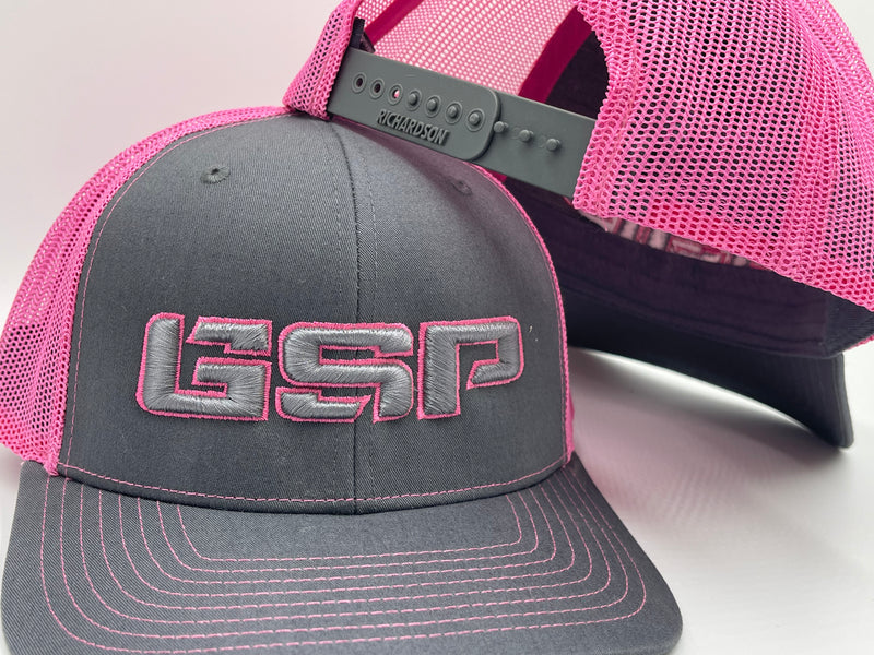 GS Sports GSP Snapback Hat - Charcoal / Pink