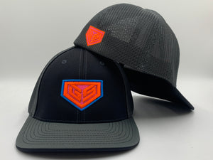 GS Crest 404M Hat - Black / Charcoal with Neon Orange Royal