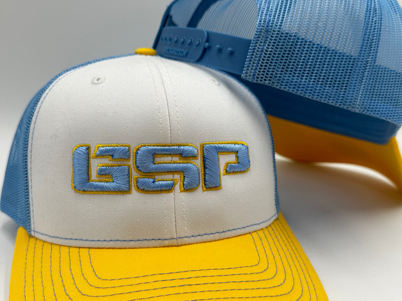 GSP 112 Snapback Hat - Yellow / Baby Blue