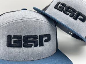 GSP 6 Panel Snapback Hat - Chalk Blue / Black