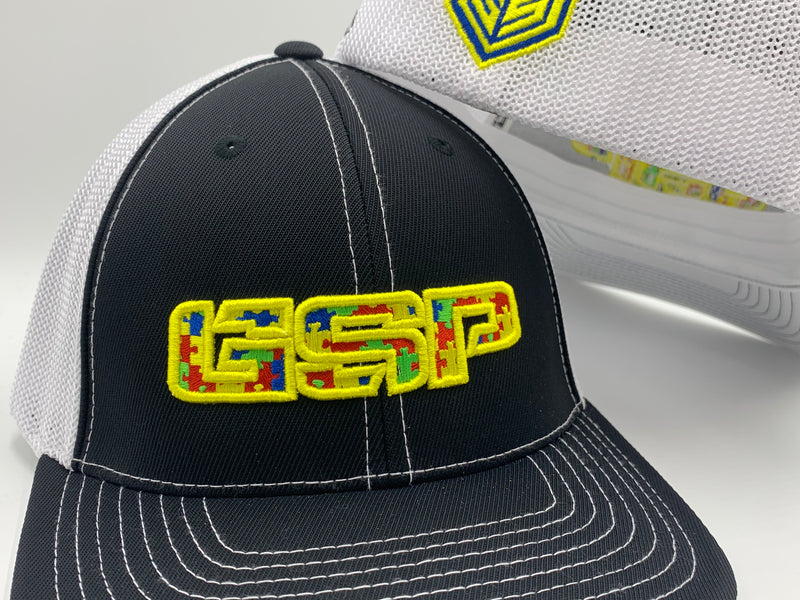 GSP Autism 404M Hat - Black/ White with Yellow – GS Sports